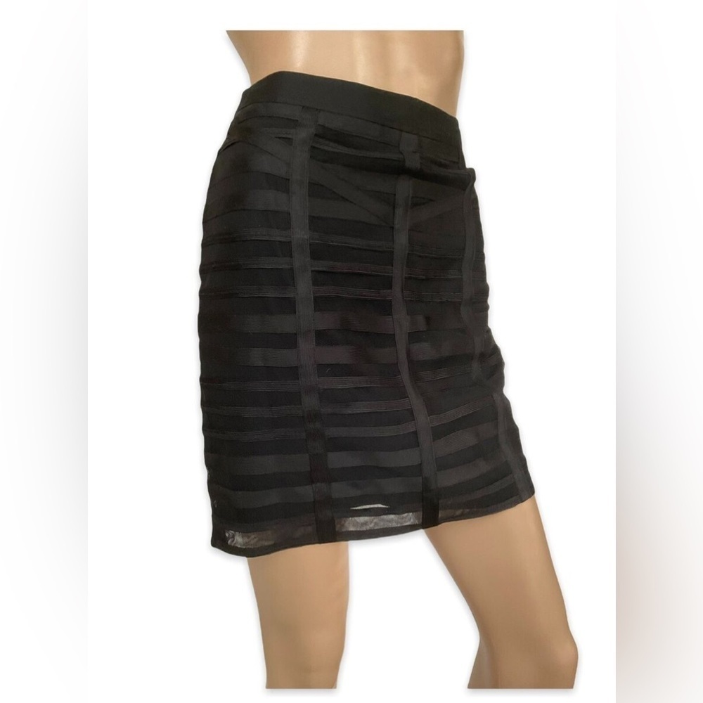 Ann Taylor Black Caged Mesh Overlay Pencil Skirt Lined Size 6 $119